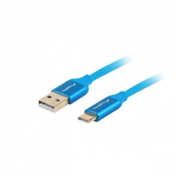 Kabel Lanberg Premium QC 3.0 CA-USBO-22CU-0010-BL (USB 2.0 typu A M - USB typu C M; 1m; kolor niebieski)