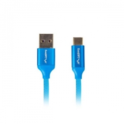 Kabel Lanberg Premium QC 3.0 CA-USBO-22CU-0010-BL (USB 2.0 typu A M - USB typu C M; 1m; kolor niebieski)-439659