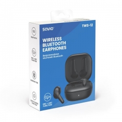 SAVIO SŁUCHAWKI BEZPRZEWODOWE BLUETOOTH 5.3 Z MIKROFONEM, ANC, ENC, QC TWS-12-579443