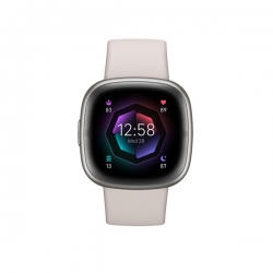 Smart watch Fitbit Sense 2, platinum body with a moon-white silicone strap-580247