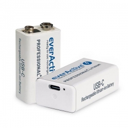 EVERACTIVE AKUMULATOREK 6F22/9V LI-ION 550 MAH Z USB TYP C EVHR22-550C-582290