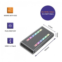 QOLTEC OBUDOWA NA DYSK M.2 SSD | SATA | NVME | RGB LED | USB-C | 4TB-589115