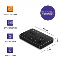 QOLTEC STACJA DOKUJĄCA DYSKÓW SSD M.2 | NVME | SATA | USB-C | DUAL 2 X 2TB-589970