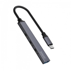 SAVIO HUB USB-C - 3 X USB-A 2.0, 1 X USB-A 3.0, SZARY, AK-71-602726