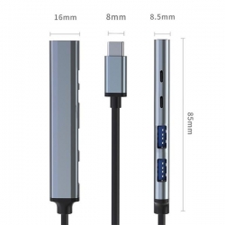 QOLTEC ADAPTER HUB USB-C 3.1 5W1 | USB-C PD | USB-C | 2X USB 2.0 | USB 3.0-602939