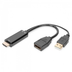 Kabel adapter HDMI 4K 30Hz na DisplayPort i USB A,0,2m