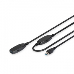 Kabel przedłużający USB 3.0 SuperSpeed 15mTyp USB A/USB A M/Ż aktywny czarny 15m