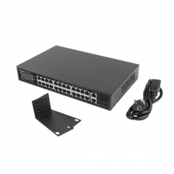 SWITCH LANBERG RSFE-24P-2C-250 24X 100MB POE+/2X COMBO RACK 19" GIGABIT ETHERNET 250W