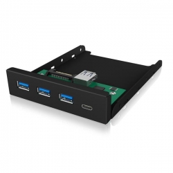 ICY-BOX 3,5" Panel przedni 4-portowy port USB 3.0, 3x Type-A, 1x Type-C czarny Wymaga (dodatkowego) 20-pinowego złącza USB 3