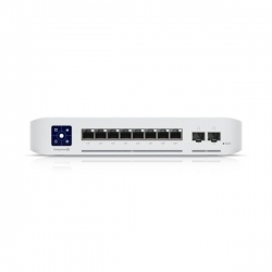 Ubiquiti Switch UniFi 8xRJ45 2.5G/2xSFP+ 10G Zarządzalne PoE+ do montażu na ścianie, ekran dotykowy 1.3", 120W PoE