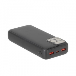 RIVACASE POWERBANK 20.000 MAH USB-C 20W LCD, 1X WE/WY USB-C PD 20W, 2X USB-A QC 3.0 18W, CZARNY-622239