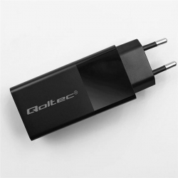 QOLTEC ŁADOWARKA GAN POWER PRO | 1XUSB-C | 1XUSB | 100W | 5-20V | 1.5-5A | PD | CZARNA-623212