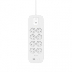 Listwa zasilająca Belkin Power Surge 8-PORTS + 1xUSB-A +1xUSB-C PD, 900J White-624247