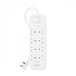 Listwa zasilająca Belkin Power Surge 8-PORT + 2xUSB-C 30W 900J White