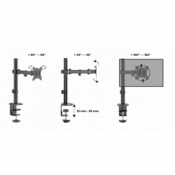 GEMBIRD BIURKOWE REGULOWANE RAMIĘ/UCHWYT NA MONITOR 17-32, VESA 100X100MM, DO 9 KG-631987