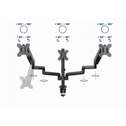 GEMBIRD BIURKOWE REGULOWANE RAMIĘ/UCHWYT NA 3 MONITORY 17-27, VESA 100X100MM, DO 7 KG-632059