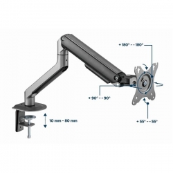 GEMBIRD BIURKOWE REGULOWANE RAMIĘ/UCHWYT NA MONITOR 17-32, VESA 100X100MM, DO 9 KG, KOLOR SZARY-632124