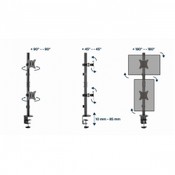 GEMBIRD BIURKOWE REGULOWANE RAMIĘ/UCHWYT NA 2 MONITORY 17-32, VESA 100X100MM, DO 9 KG-632388