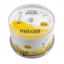 MAXELL CD-R 700MB, 50 szt. w opakowaniu cake (szpindel), szybkość zapisu 52X, 80 min. Płyty wysokiej jakości z możliwością nadruku i nagrywania muzyki