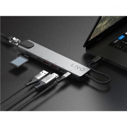 LINQ HUB USB-C 8IN1 PRO USB-C MULTIPORT HDMI 4K/60HZ,USB-C,USB-C PD3.0 100W DO ZASILANIA, 2XUSB-A,RJ45 1GBIT,SLOT SD,TF/