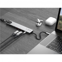 LINQ HUB USB-C 8IN1 PRO USB-C MULTIPORT HDMI 4K/60HZ,USB-C,USB-C PD3.0 100W DO ZASILANIA, 2XUSB-A,RJ45 1GBIT,SLOT SD,TF/