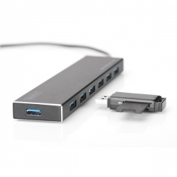 DIGITUS HUB USB 3.0/KONCENTRATOR 7XUSB 3.0 SUPERSPEED, AKTYWNY, ALUMINIUM DA-70241-1-659153