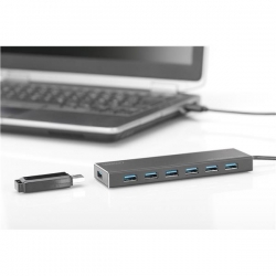 DIGITUS HUB USB 3.0/KONCENTRATOR 7XUSB 3.0 SUPERSPEED, AKTYWNY, ALUMINIUM DA-70241-1-659154