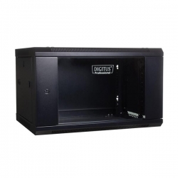 Szafa sieciowa wisząca 19" 6U rack 600x450, drzwi szyba, czarny, niedzielona, niezłożona, 60kg