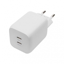 Ładowarka sieciowa zasilacz GaN 2x USB-C PD 3.0 max. 65W biała