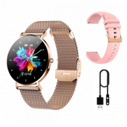 Smartwatch zegarek damski Manta Alexa złoty + różowy pasek-709365