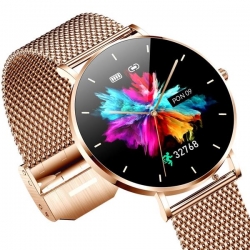 Smartwatch zegarek damski Manta Alexa złoty + różowy pasek-709366