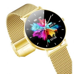 Smartwatch zegarek damski Alexa Lux Gold + różowy pasek-709369