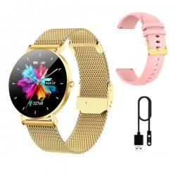 Smartwatch zegarek damski Alexa Lux Gold + różowy pasek-709371